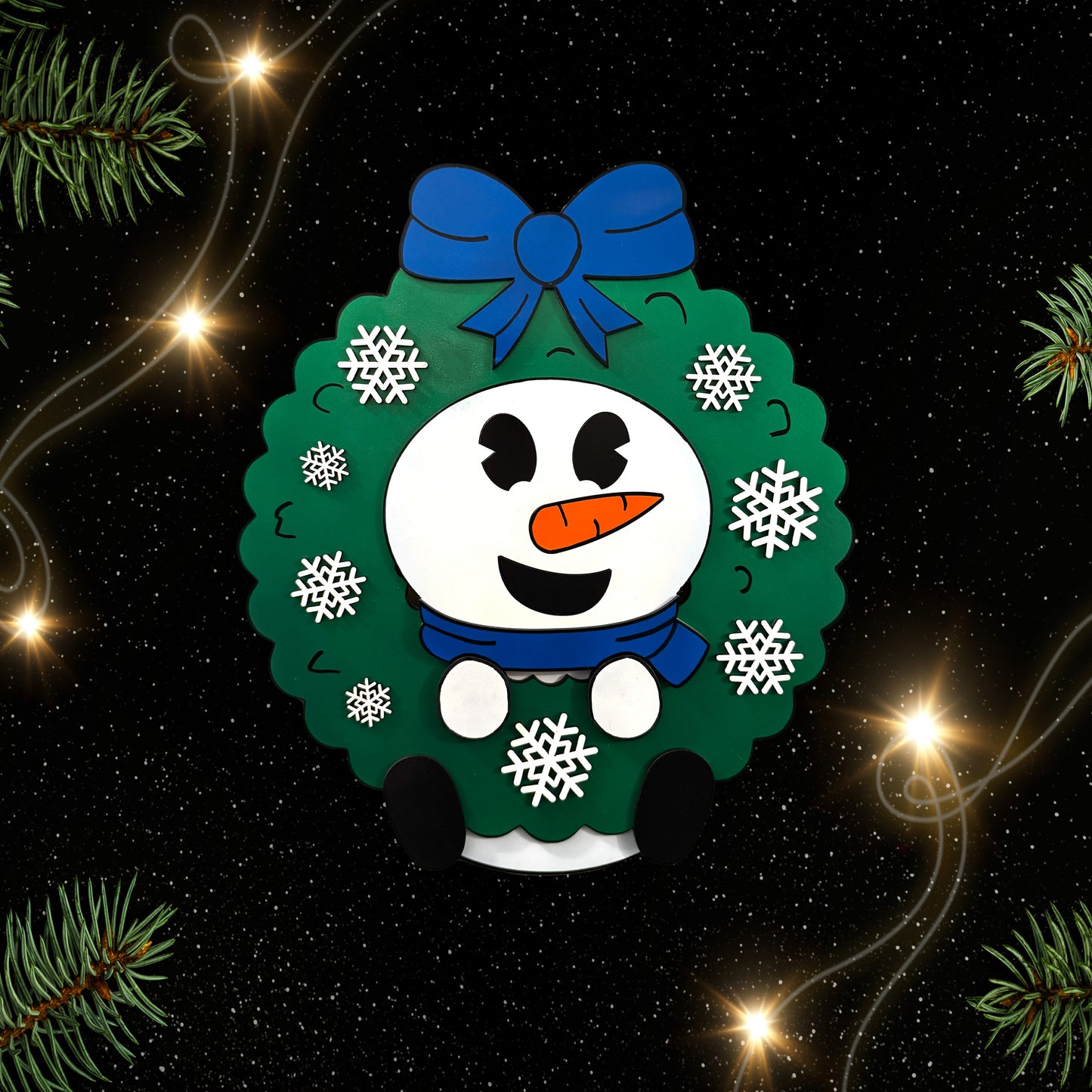 Snowman Door Hanger Wreath